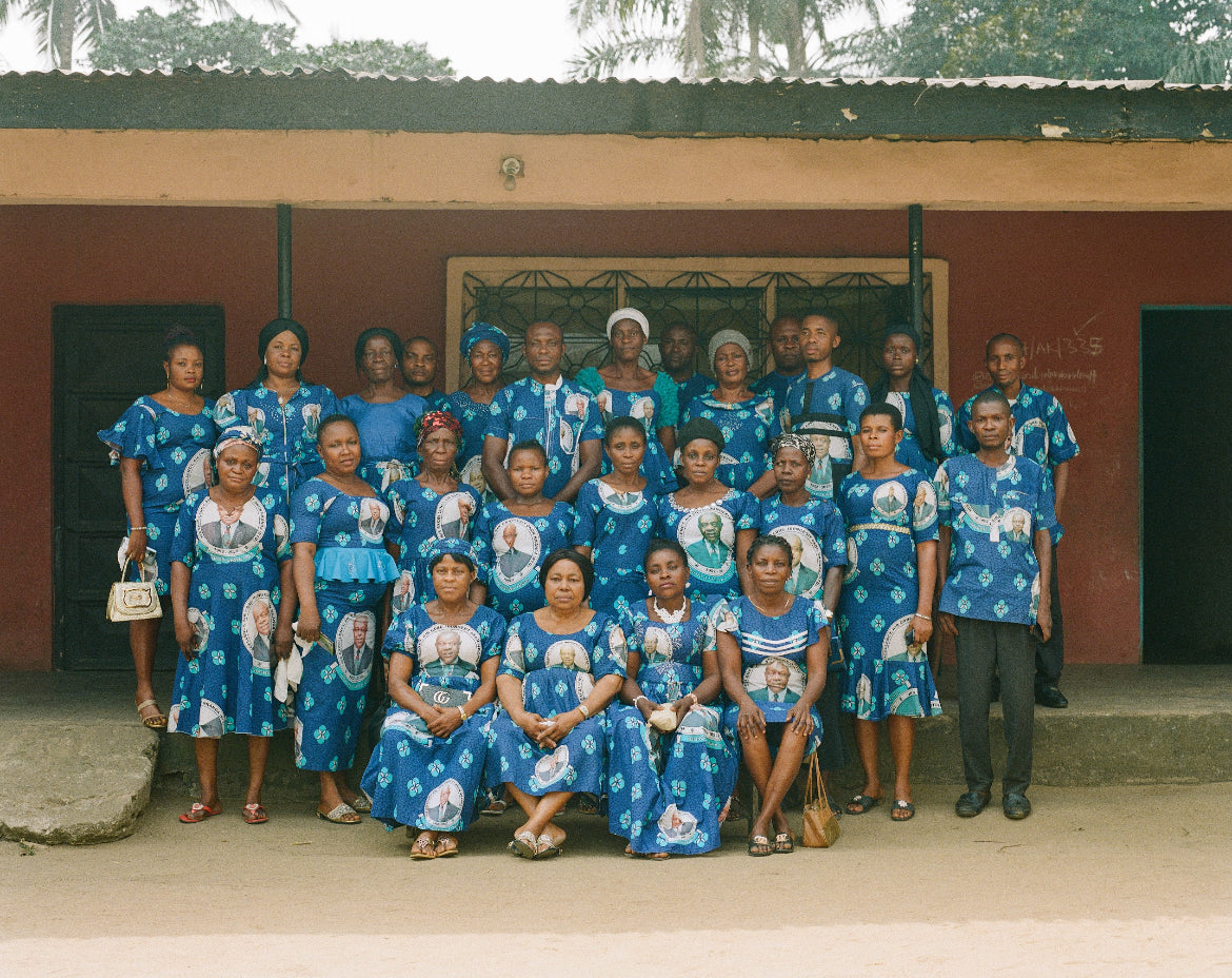 Inhabitants of my village, Ikot Nya in commemorative outfits of my father, Idongesit Okon Nkanga, for his burial
